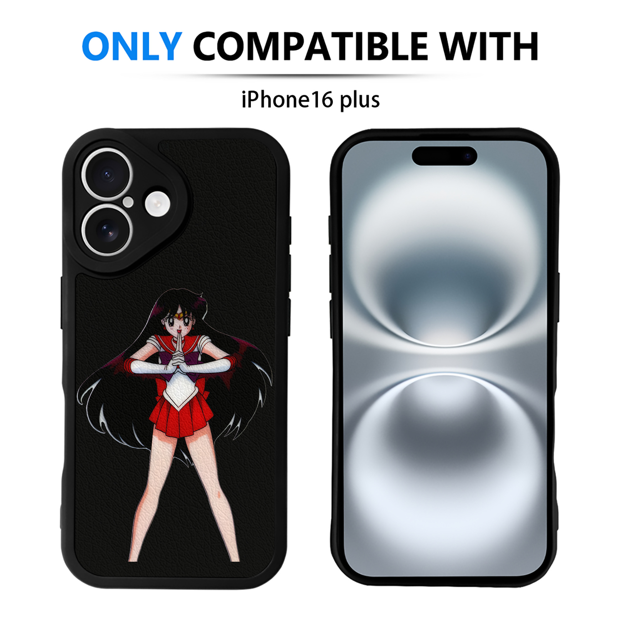 （画像用） 美少女戦士セーラームーン 火野レイ ひの レイ Sailor Moon Hino Rei （セーラーマーズ,Sailor Mars） 【iPhone 16シリーズ対応】シリコンスマホケース（レザー調） 材質：シリコン